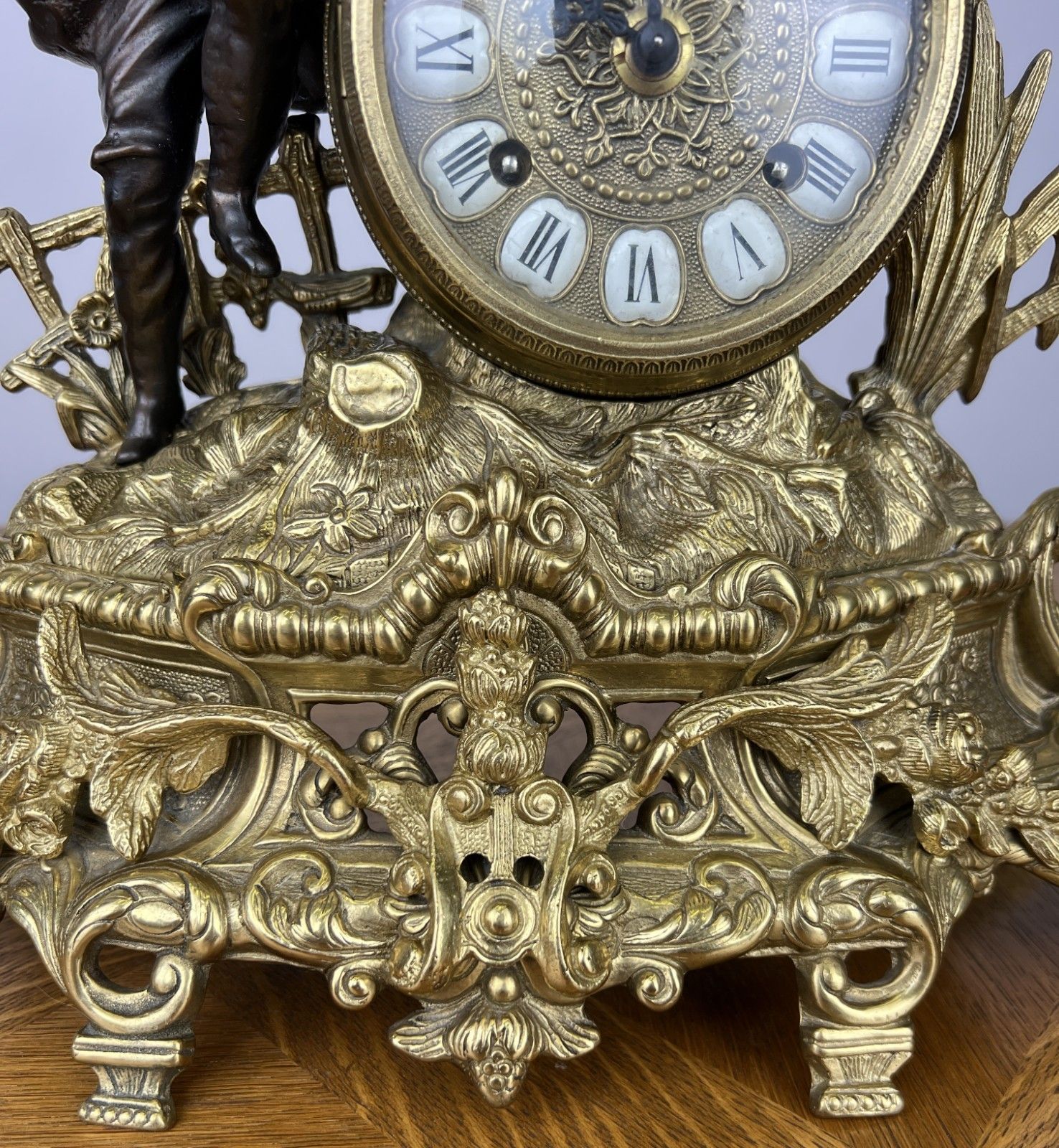 Clock Vintage Style Brass Figurine Mantel Clock Ornate Decorative Lot 6033 photo buy