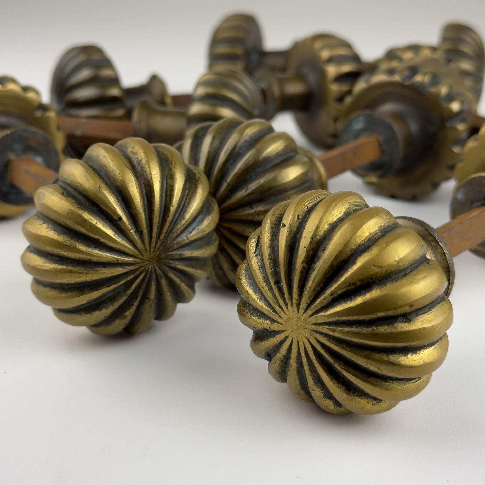 Antique Solid Brass Door Knob, Italy Early 20th Century photo vinterior