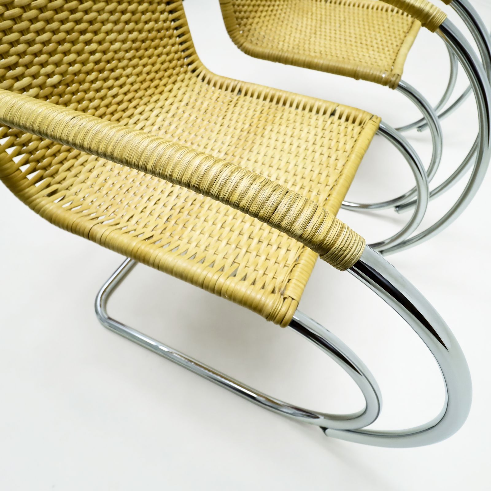 A Pair Of Vintage Wicker And Chrome Mr20 Ludwig Mies Van Der Rohe Mr20 Armchairs For Thonet photo vintage