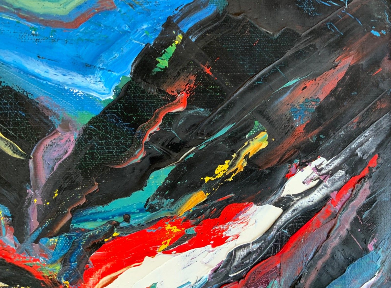 196.0 Small Vintage Abstractionism Painting Landscape, Signed Axel 1970s photo
