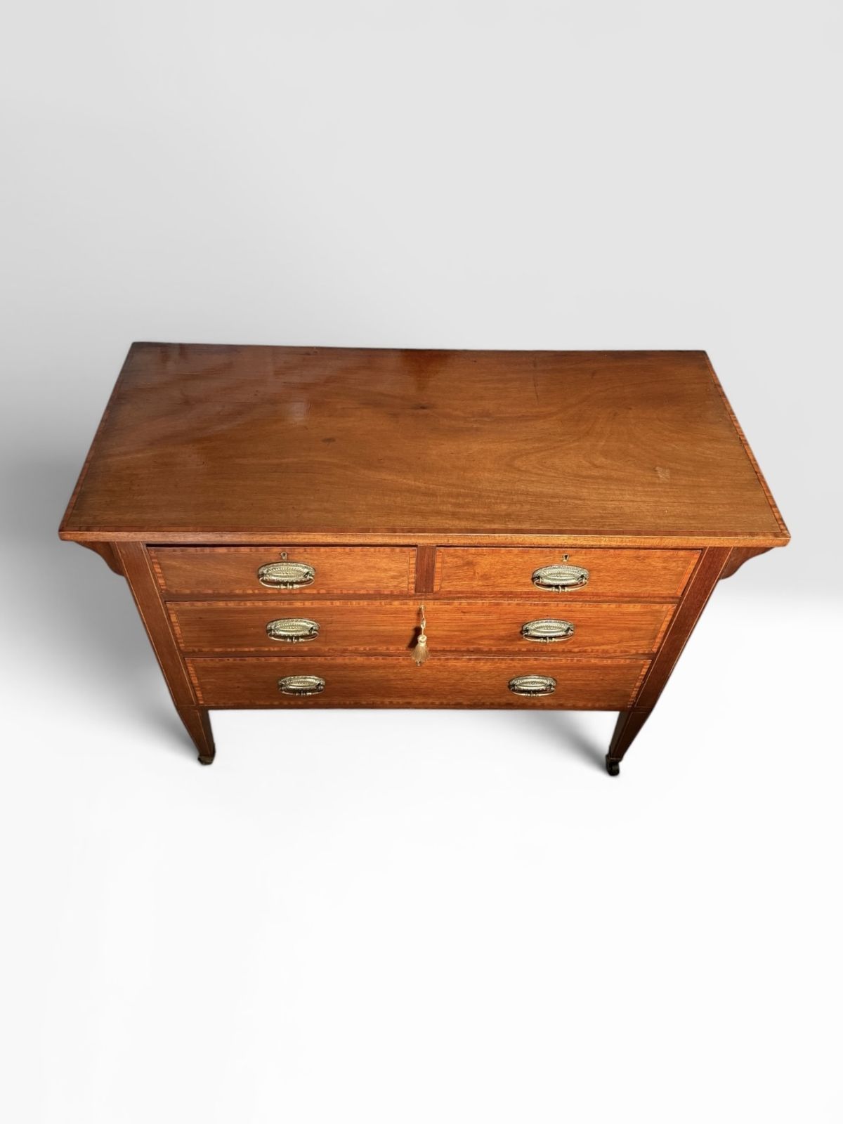 Fine Antique Mahogany Chest Of Drawers With Satinwood Inlay photo Furniture