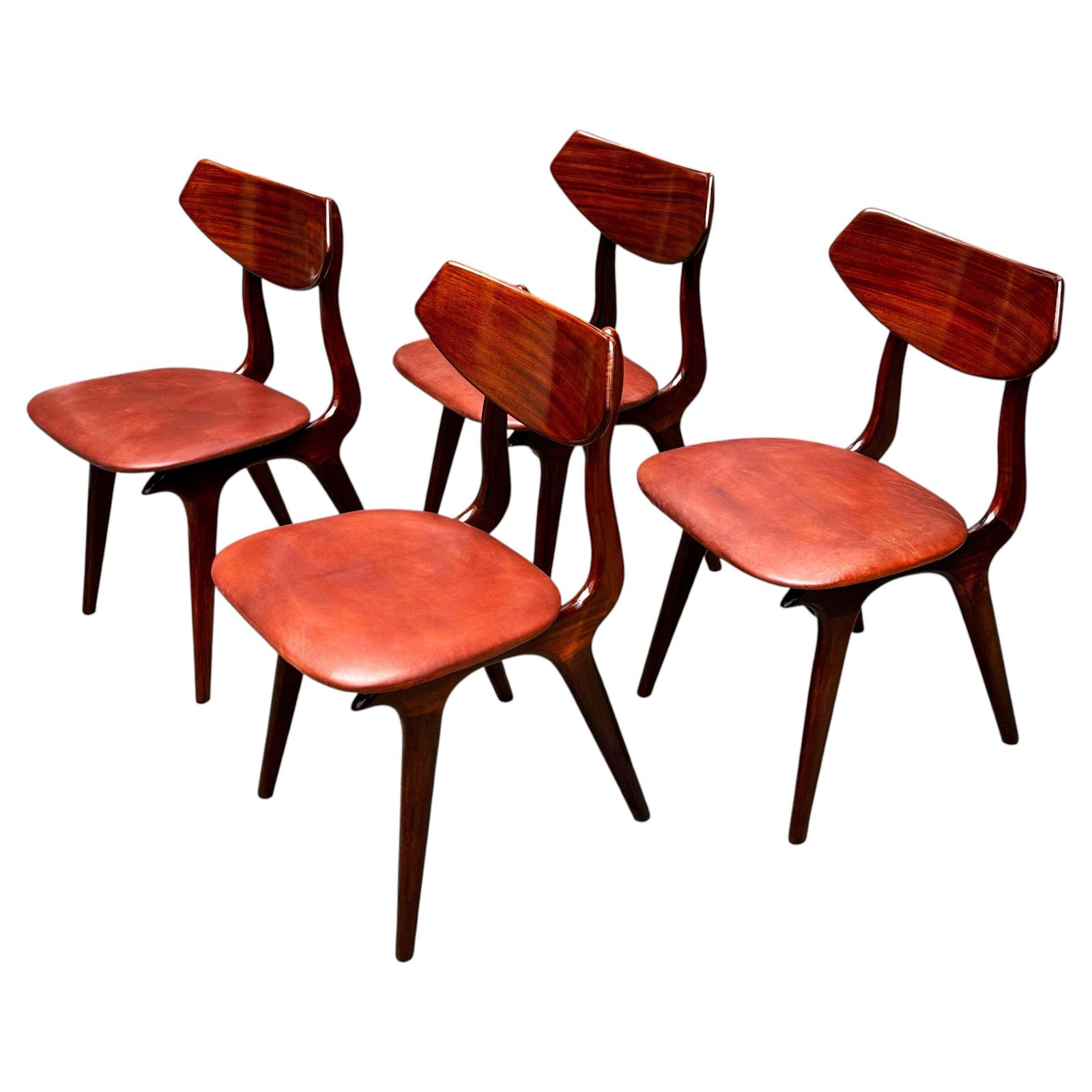 Set Of 4 Dutch Design Dining Chairs By Louis Van Teeffelen For Awa 1960 Teak