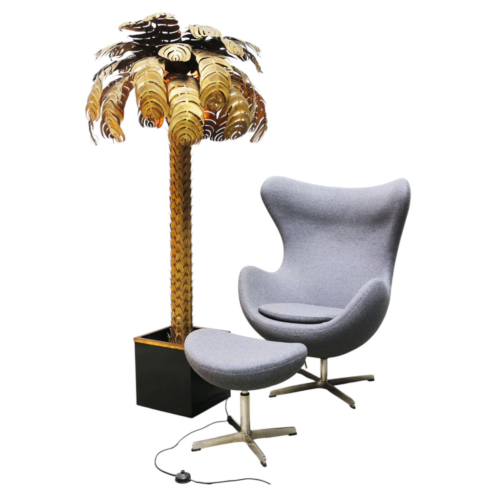Grote 195 Cm Palmboom Vloerlamp Van Christian Techoueyres Voor Maison Jansen, Jaren 1970