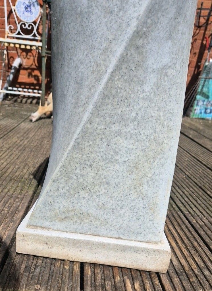 White Granite/Marble? Twisted Garden Pot Plinth/Stand 58cm Tall photo vinterior