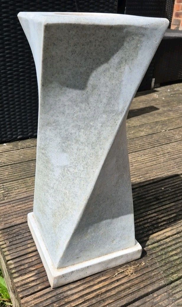 White Granite/Marble? Twisted Garden Pot Plinth/Stand 58cm Tall photo buy