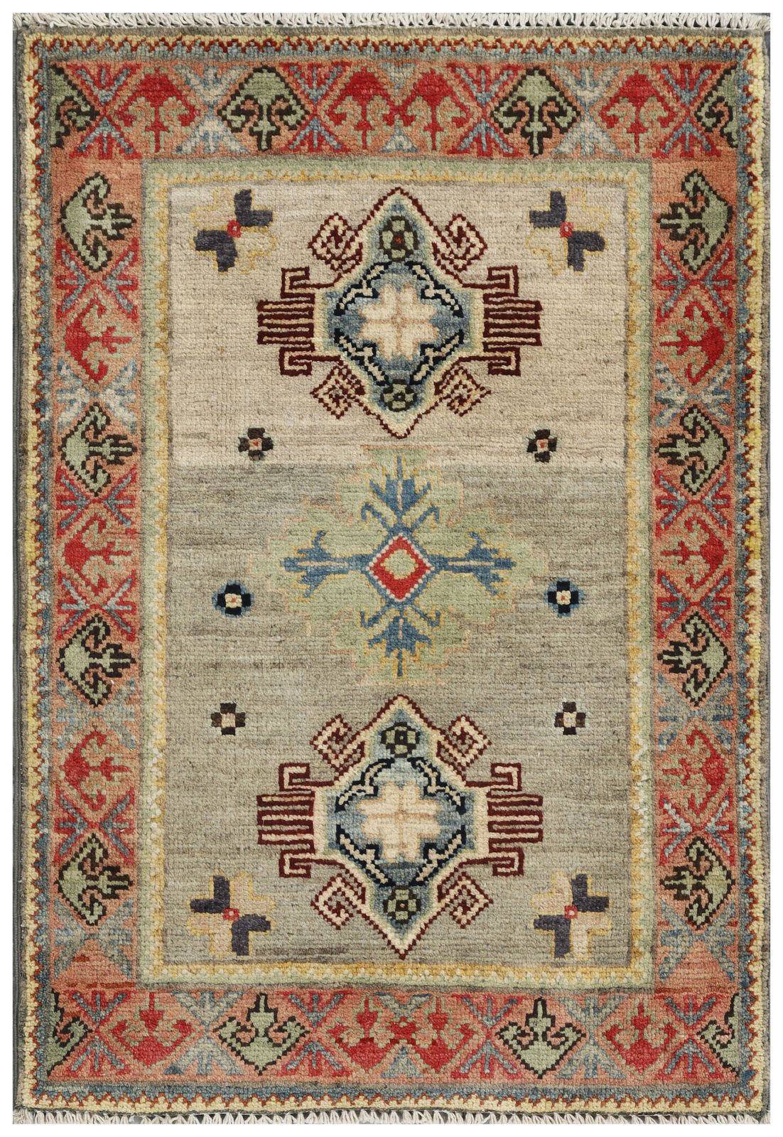 Vintage Kazak geometrisch tribaal vloerkleed