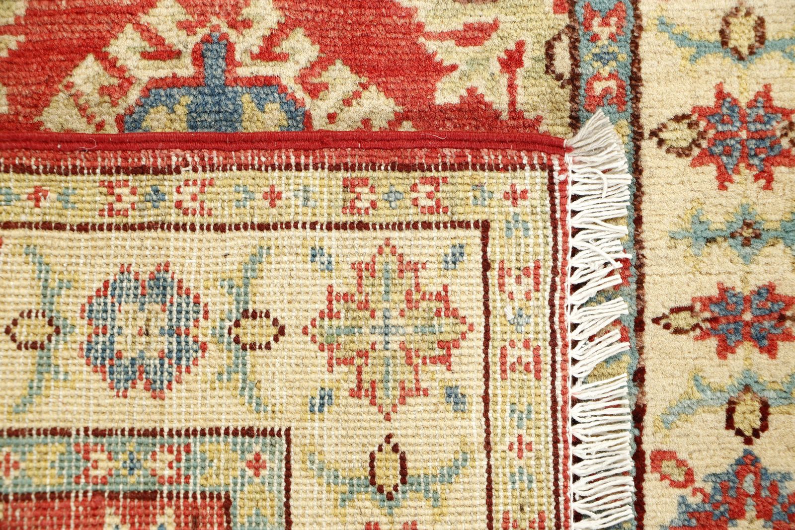 Handgeknoopt Afghaans Kazak Rood Oosters Wollen Tapijt 63 x 87 cm photo vinterior