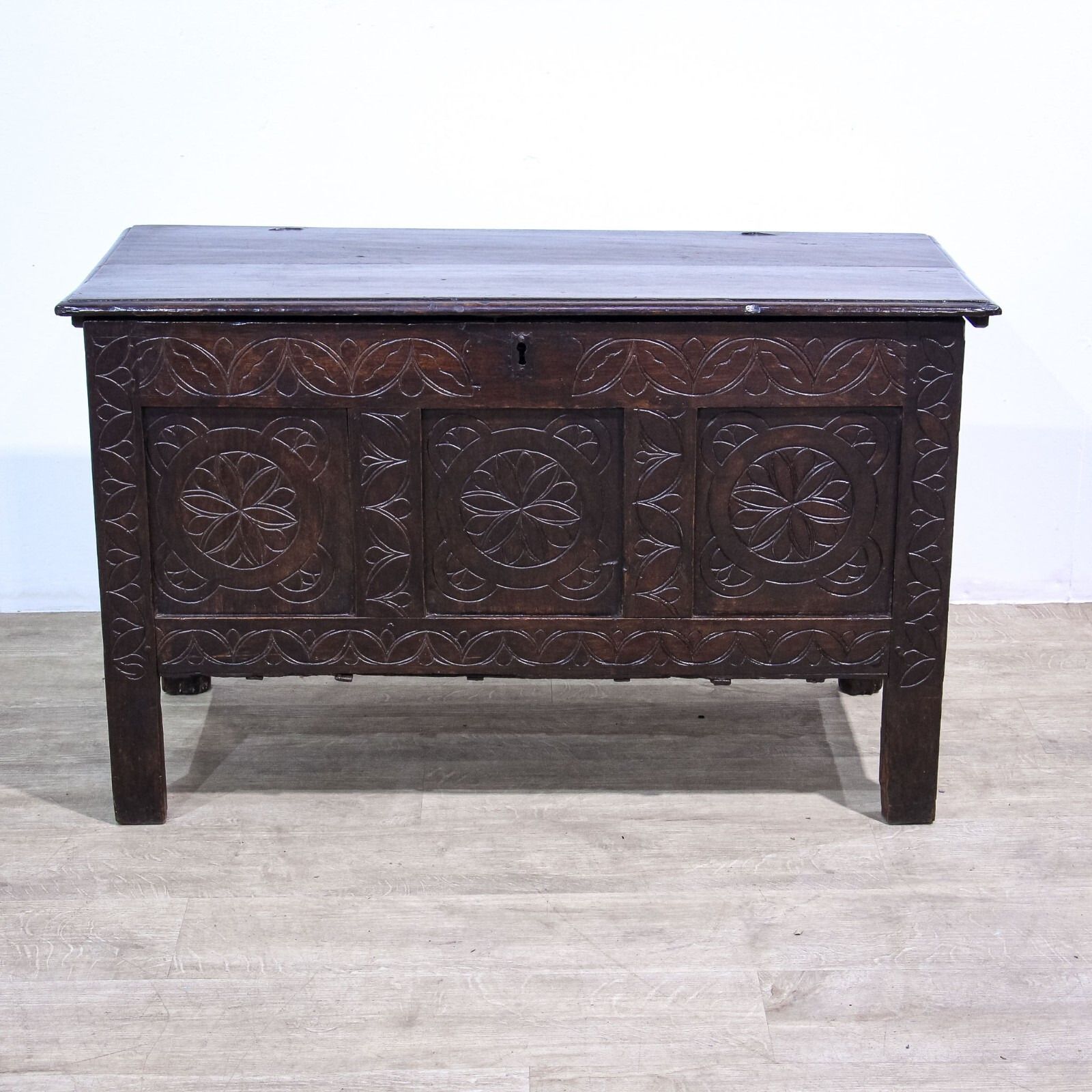 17th Century Carved Oak Coffer photo for sale