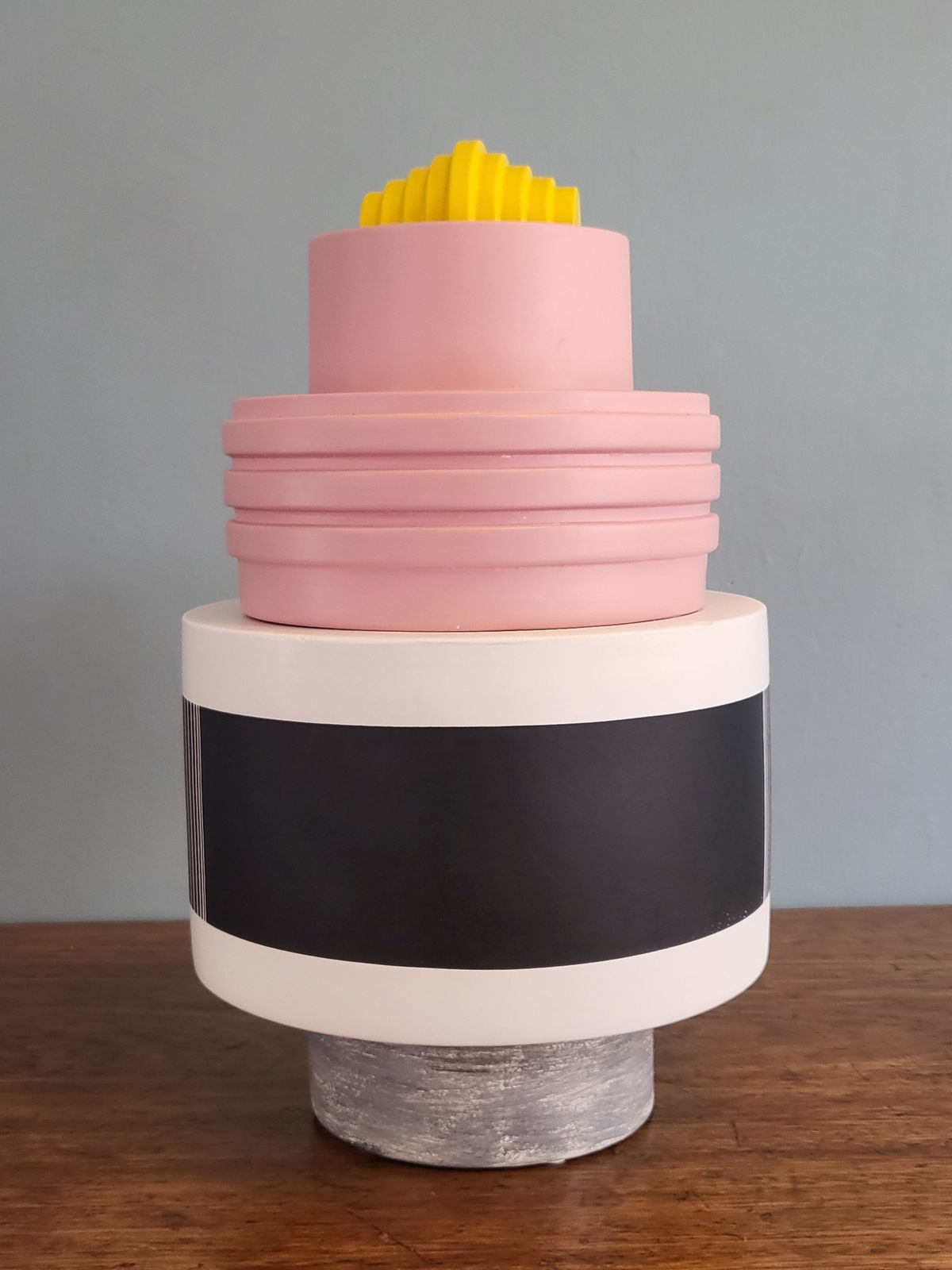 Memphis Milano Abstract Geometric 80's Style Gio Schiano Decorative Pink Sculpture. Ettore Sottsass Inspired. photo for sale