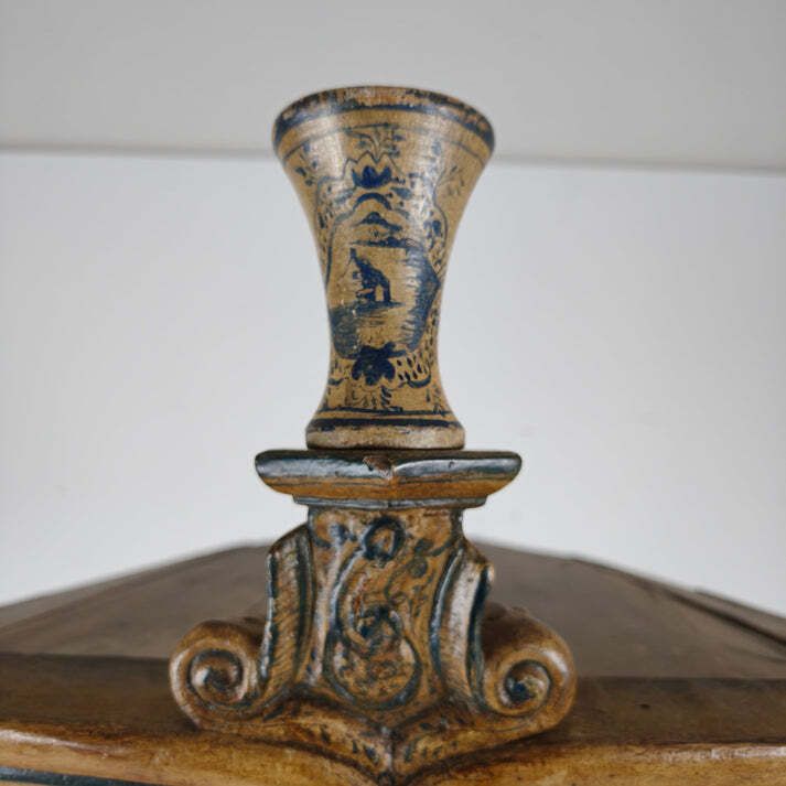 18th Century Dutch Witwerk Cabinet With Original Key And Faux Delft Decoration photo vinterior