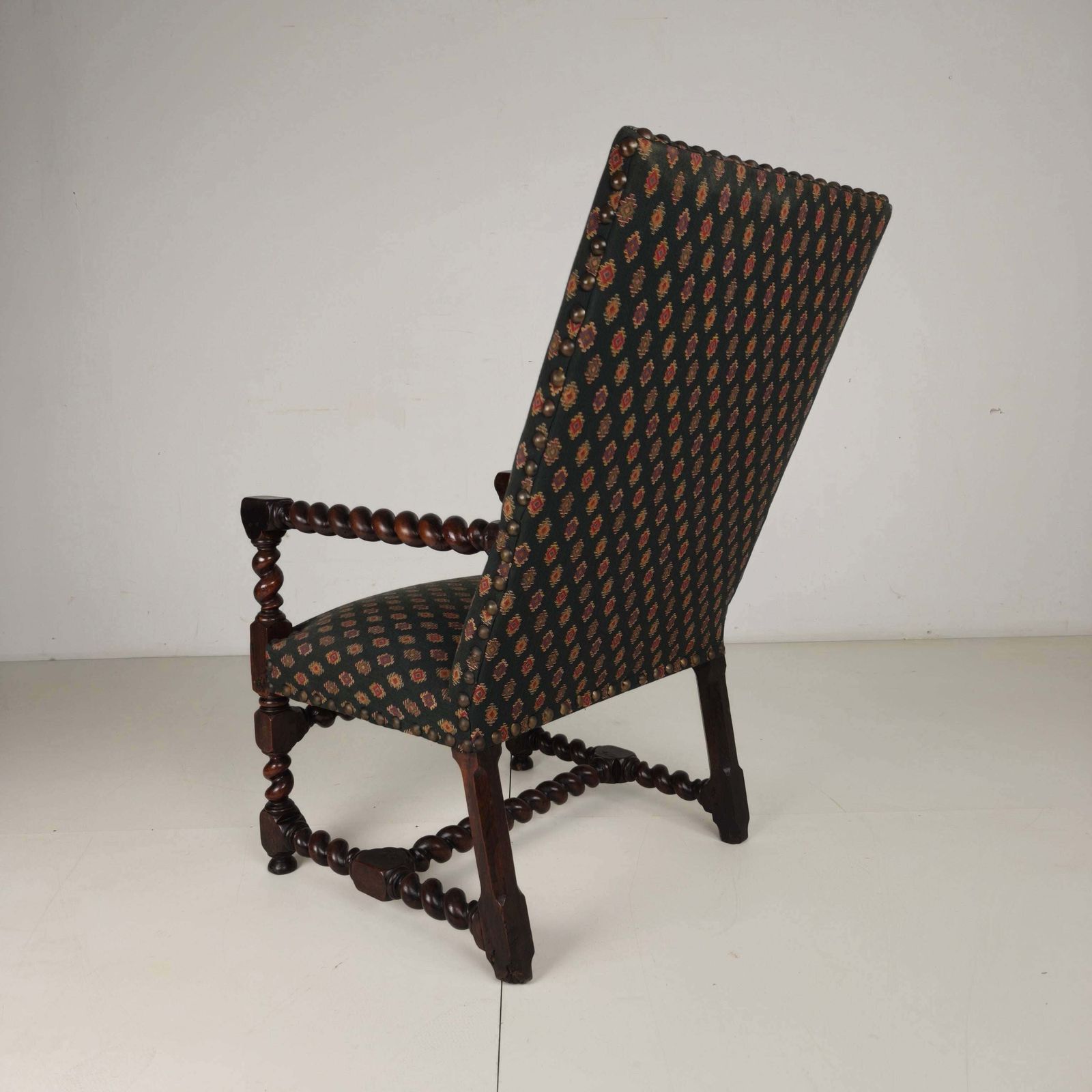 English Barley Twist Library Armchair In Dark Oak, Circa 1700 photo furniture