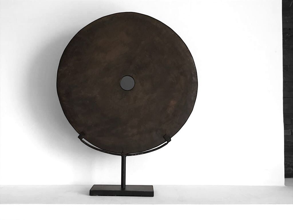 Vintage Timor Stone Grinding Disc Xl 50 Cm On Metal Display Stand. Disc 1.