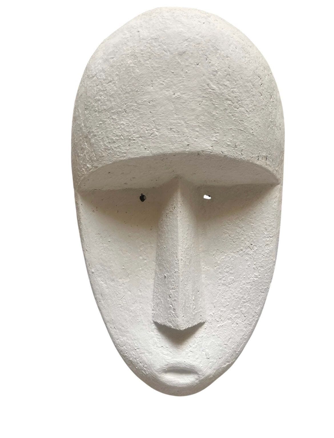 Huge Timor Mask Sculpture No 1 Of A Pair Contemporary Chalk White Mask photo Art