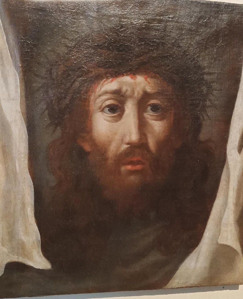 Antique Painting   Oil On Canvas   Christ With The Veil Of Veronica   18th Century photo vinterior