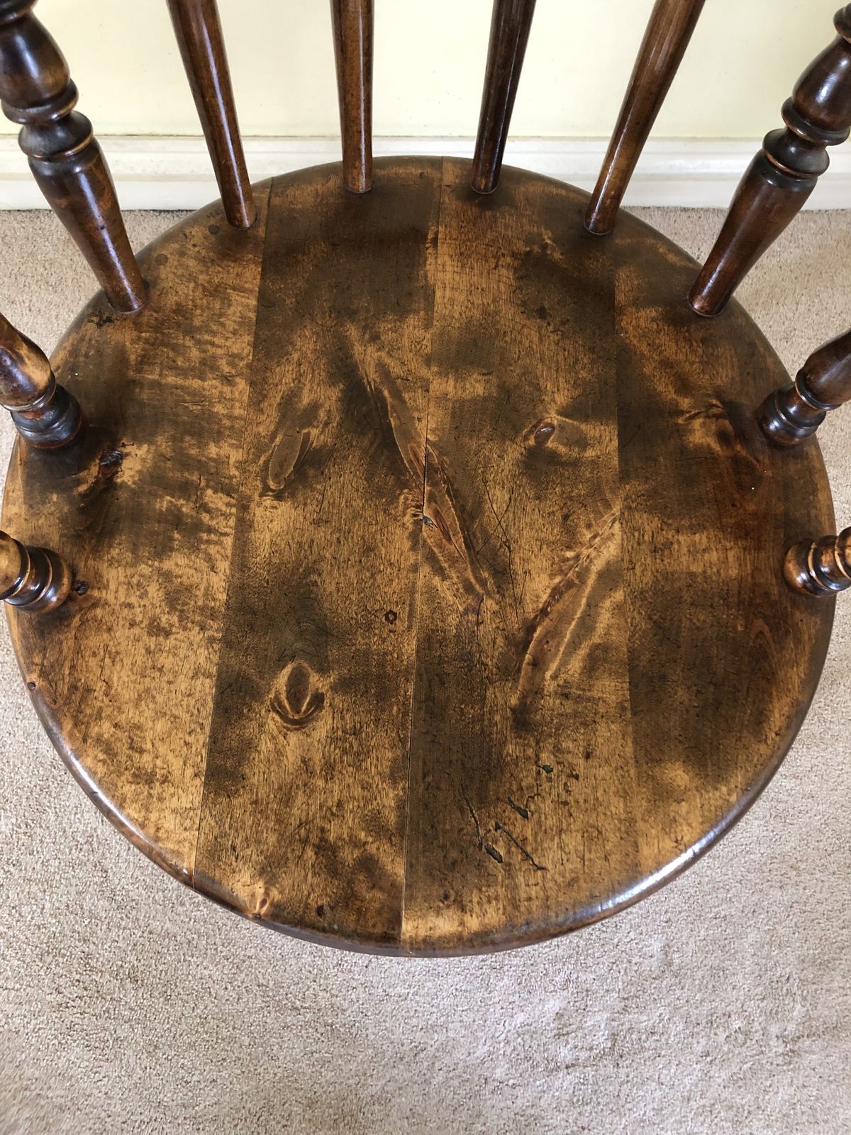 Antique Unusual Penny Seated Windsor Arm Chair photo 450.0