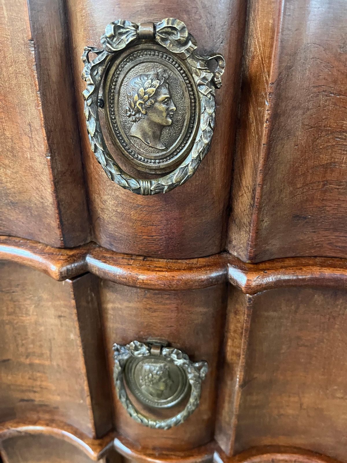 photo for sale Dutch Walnut Serpentine Front Chest Of Drawers