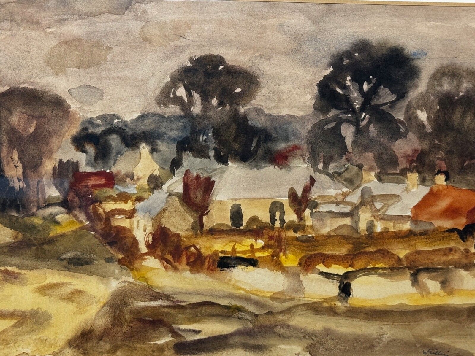 Schilderij Historisch Midlothian Temple Village Door Sir William George Gillies Rsa Ra photo furniture