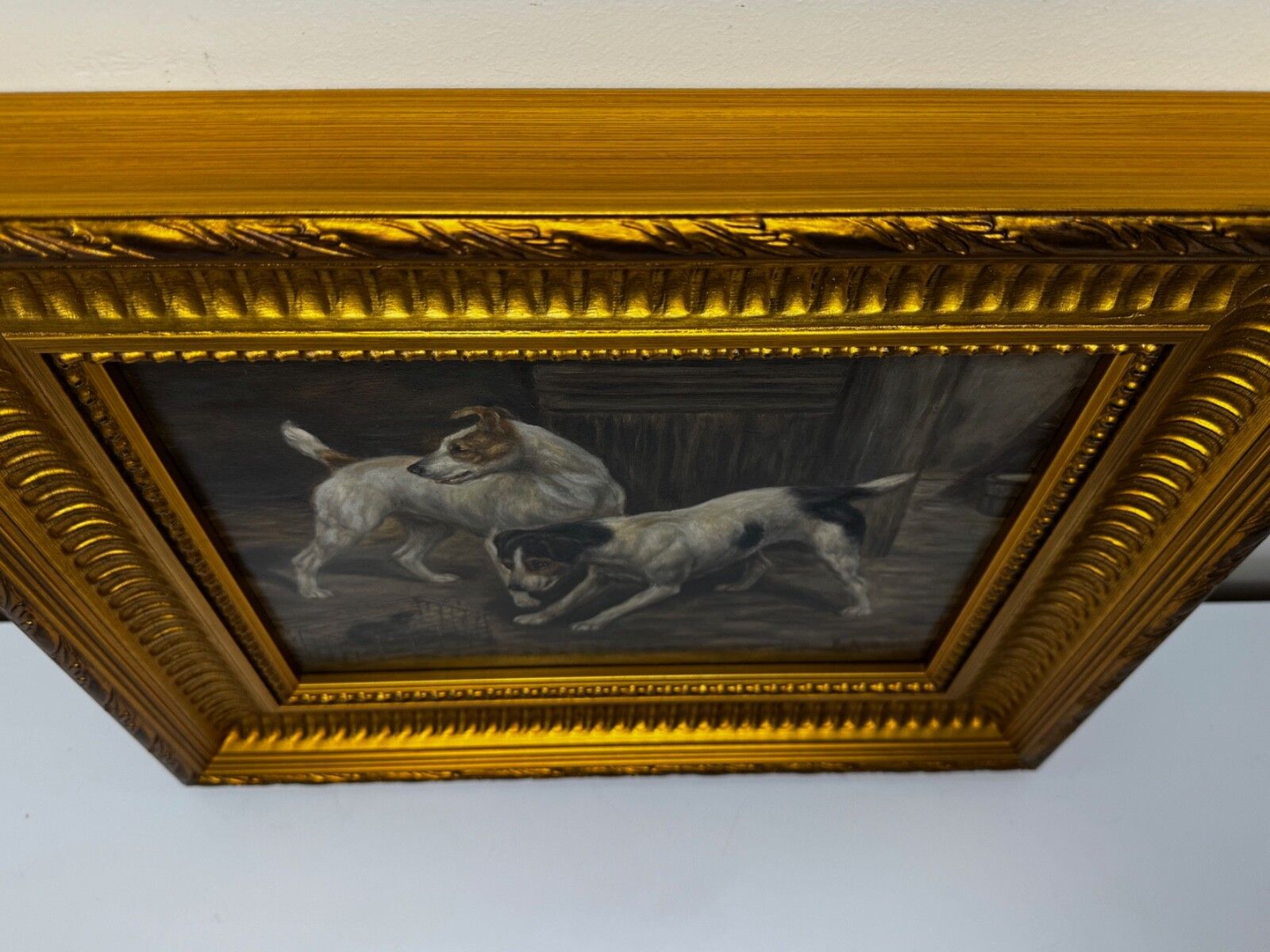 🐾 Victorian Masterpiece Rat Trapped Jack Russell Terriers Guarding C1880 photo vintage