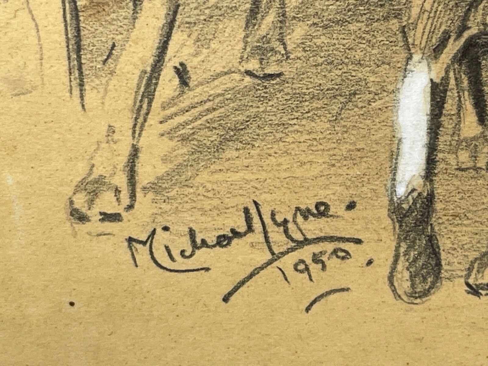 photo furniture Jachttekening met witte hooglichting van American Foxhounds door Michael Lyne