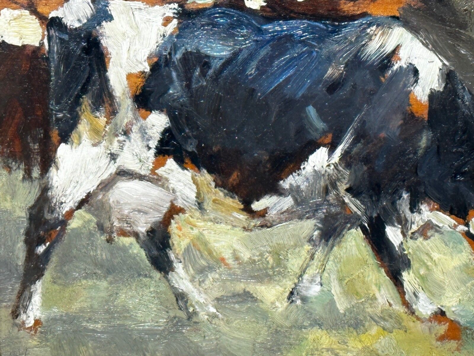 photo for sale Olieverfschilderij Frisian koe grazend ca. jaren 1900, gesigneerd door George Smith RSA, Schots