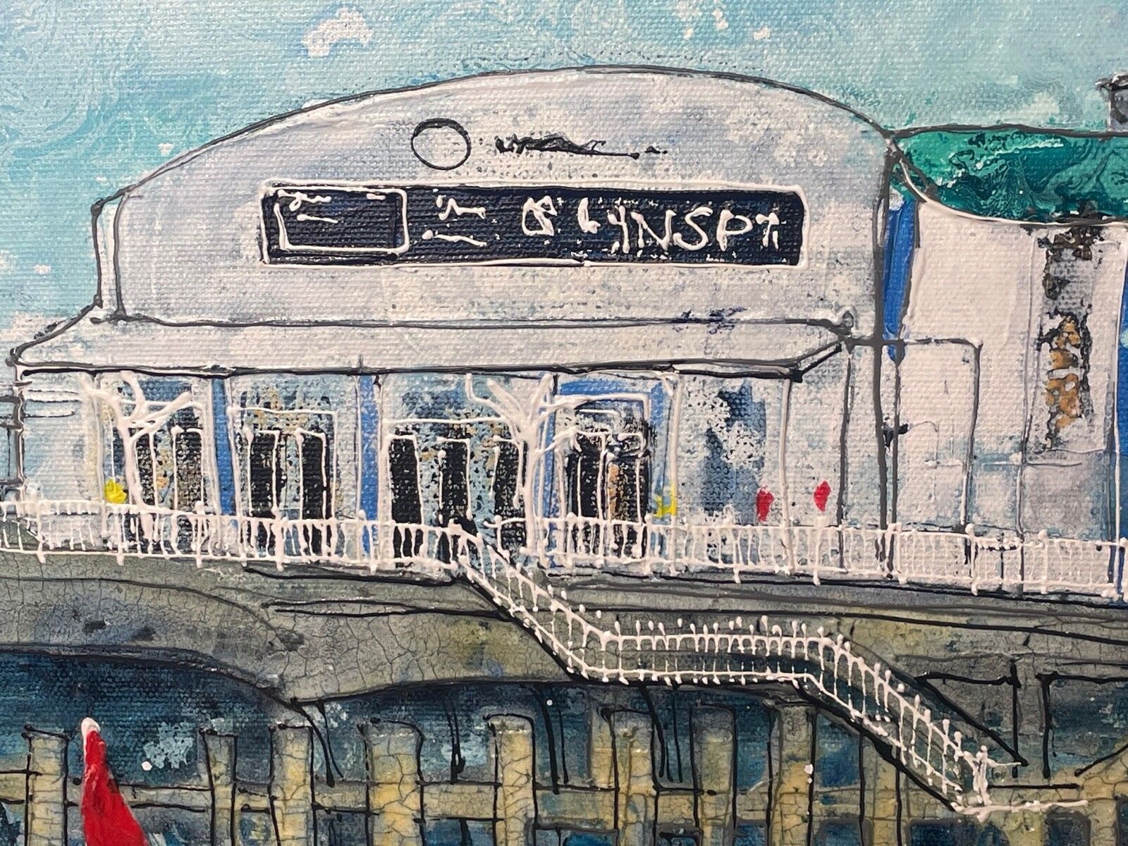 Contemporary Oil Painting  Seaside "Bournemouth Pier" Signed Katharine Dove photo vintage