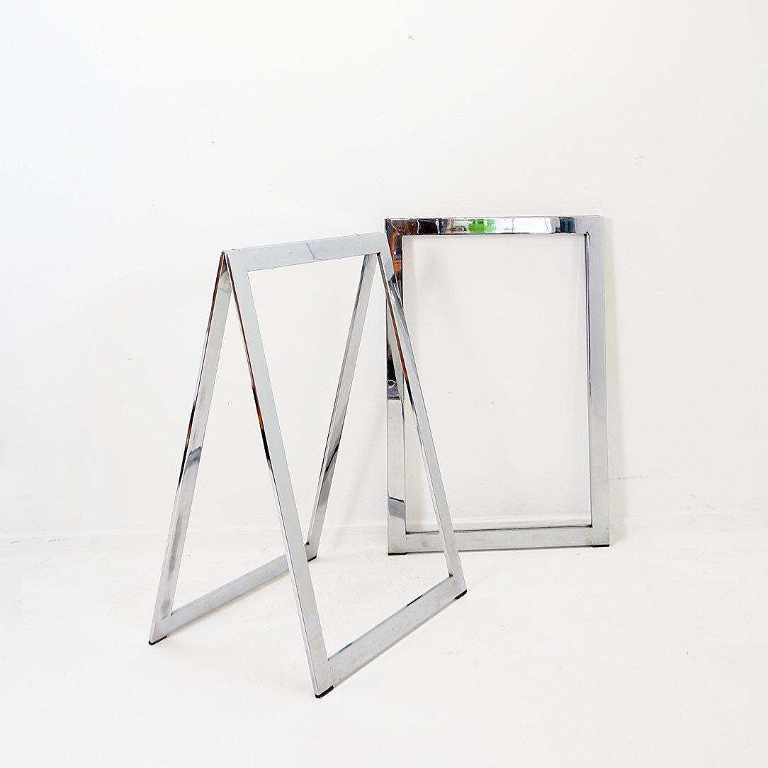 Mid Century Chrome Trestles Desk With Glass Top, Circa 1970 photo buy