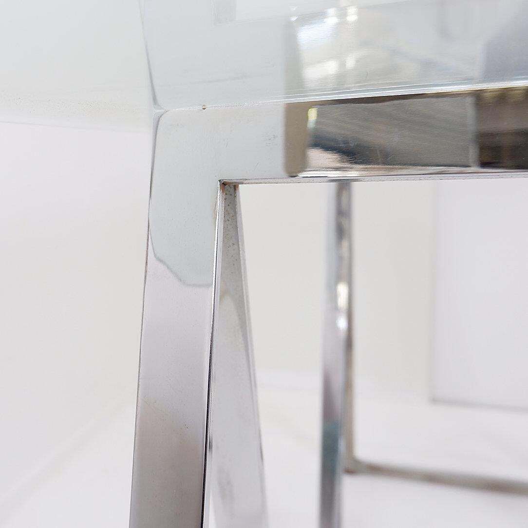 photo vinterior Mid Century Chrome Trestles Desk With Glass Top, Circa 1970
