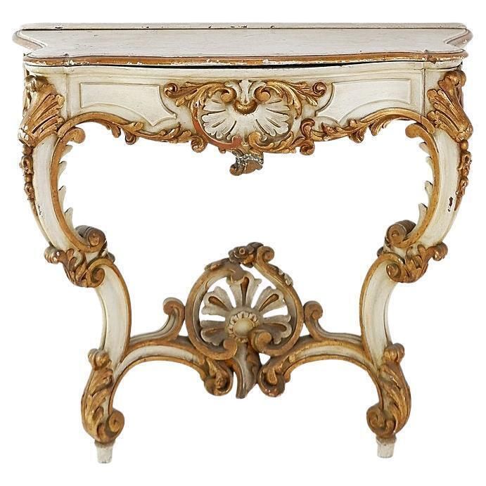 19th Century Italian Louis XVI Style Carved Wood Console Planter