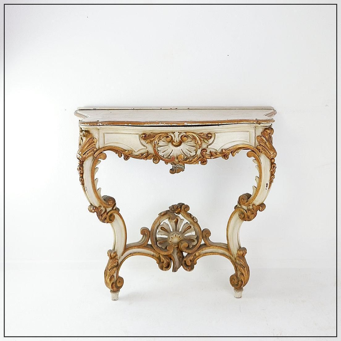 19th Century Italian Louis XVI Style Carved Wood Console Planter photo for sale