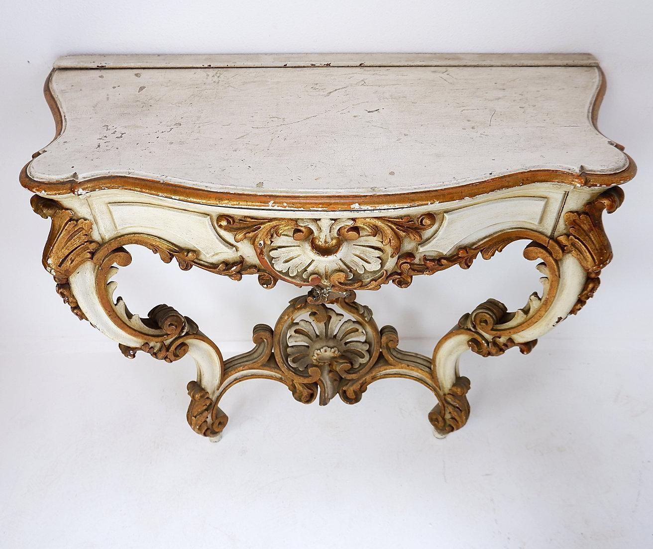 19th Century Italian Louis XVI Style Carved Wood Console Planter photo Furniture