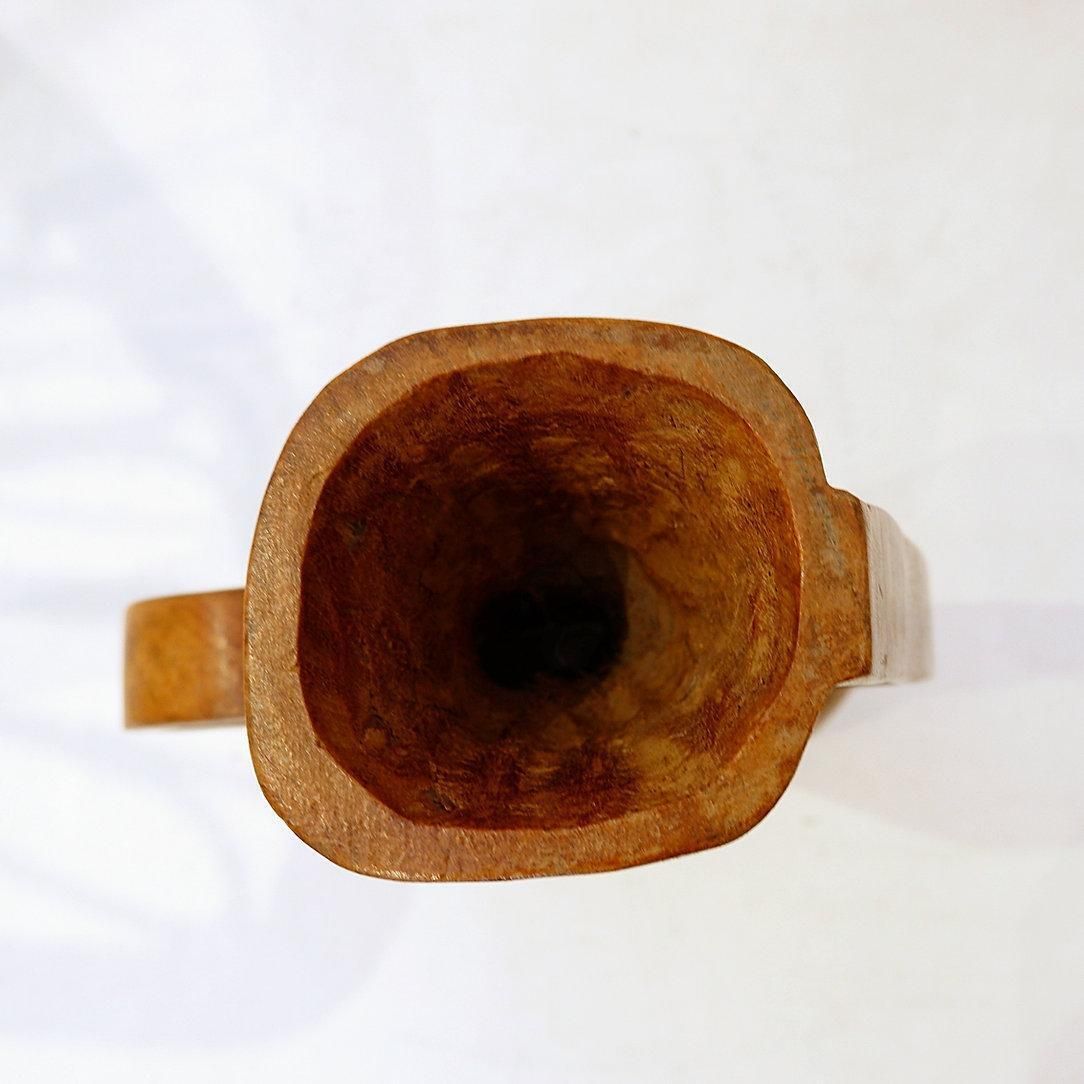 photo furniture Scandinavian Modern Carved Teak Vase, Asymmetrical Design, Circa 1960