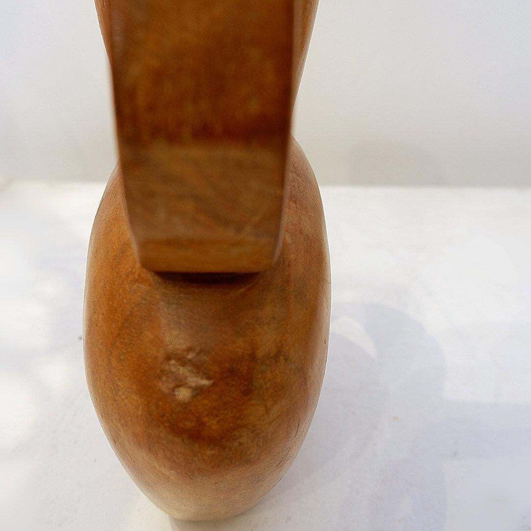 photo for sale Scandinavian Modern Carved Teak Vase, Asymmetrical Design, Circa 1960