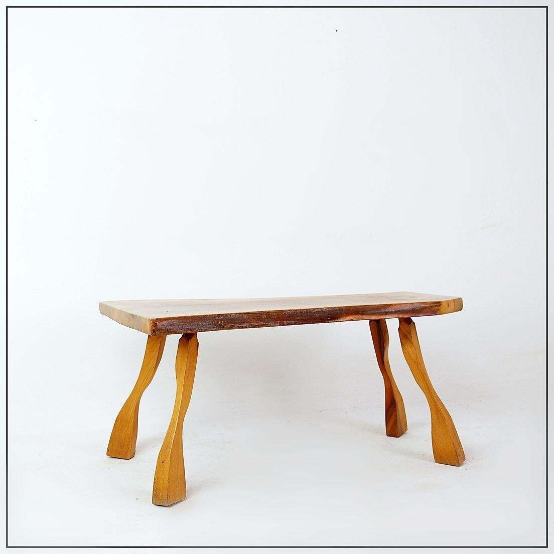Mid Century Wood Coffee Table In Brutalist Wabi Sabi Style photo Furniture