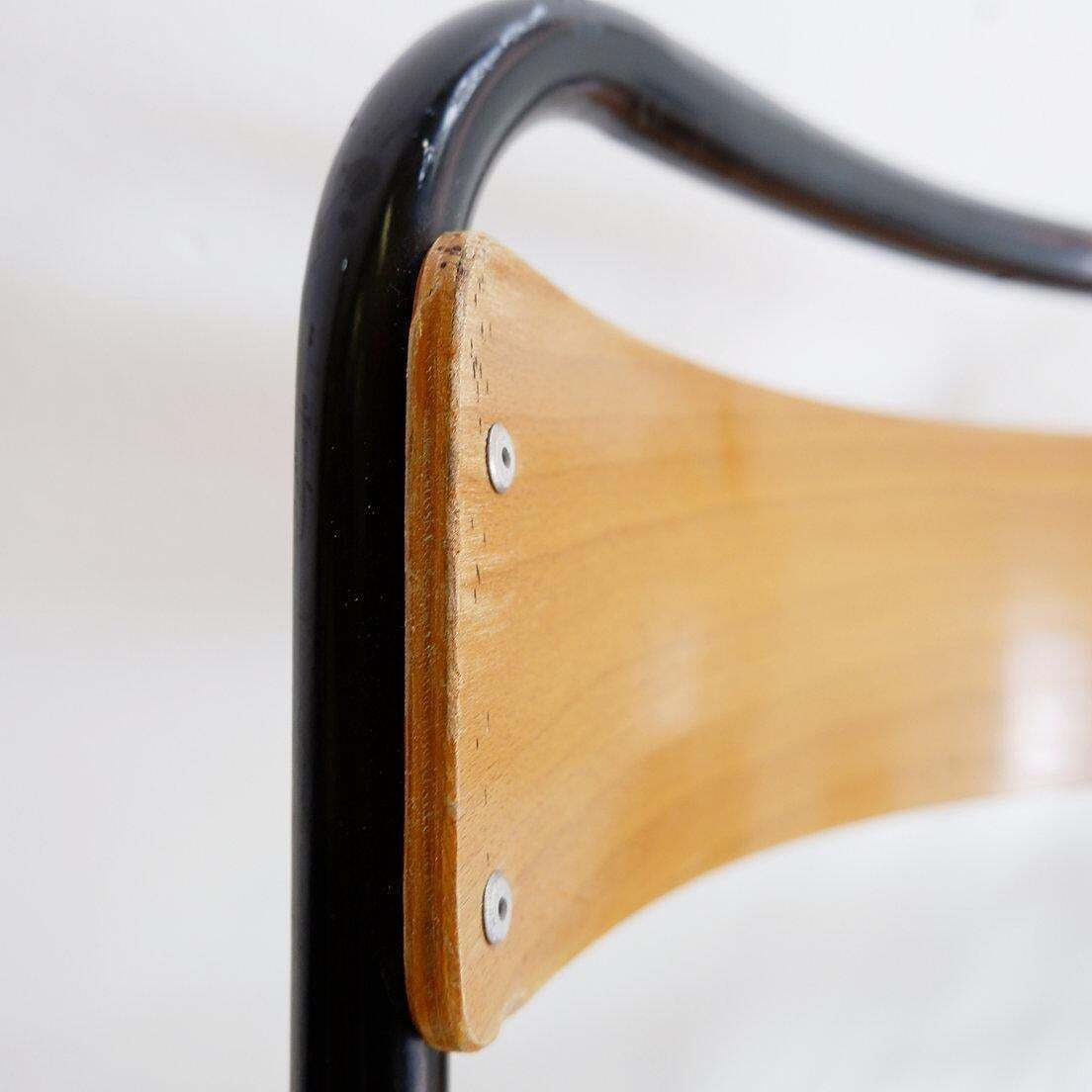 photo vintage Vintage Set Of 7 Folding Chair In Metal And Wood   1960s