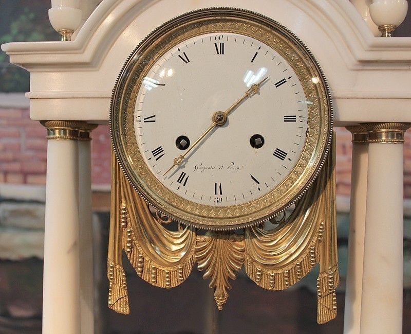 Pendulum Portico White Marble 18th photo for sale