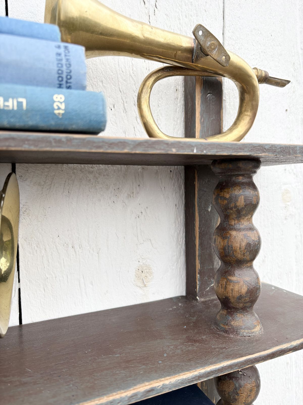 Antique French Bobbin Spool Hanging Shelves photo vinterior