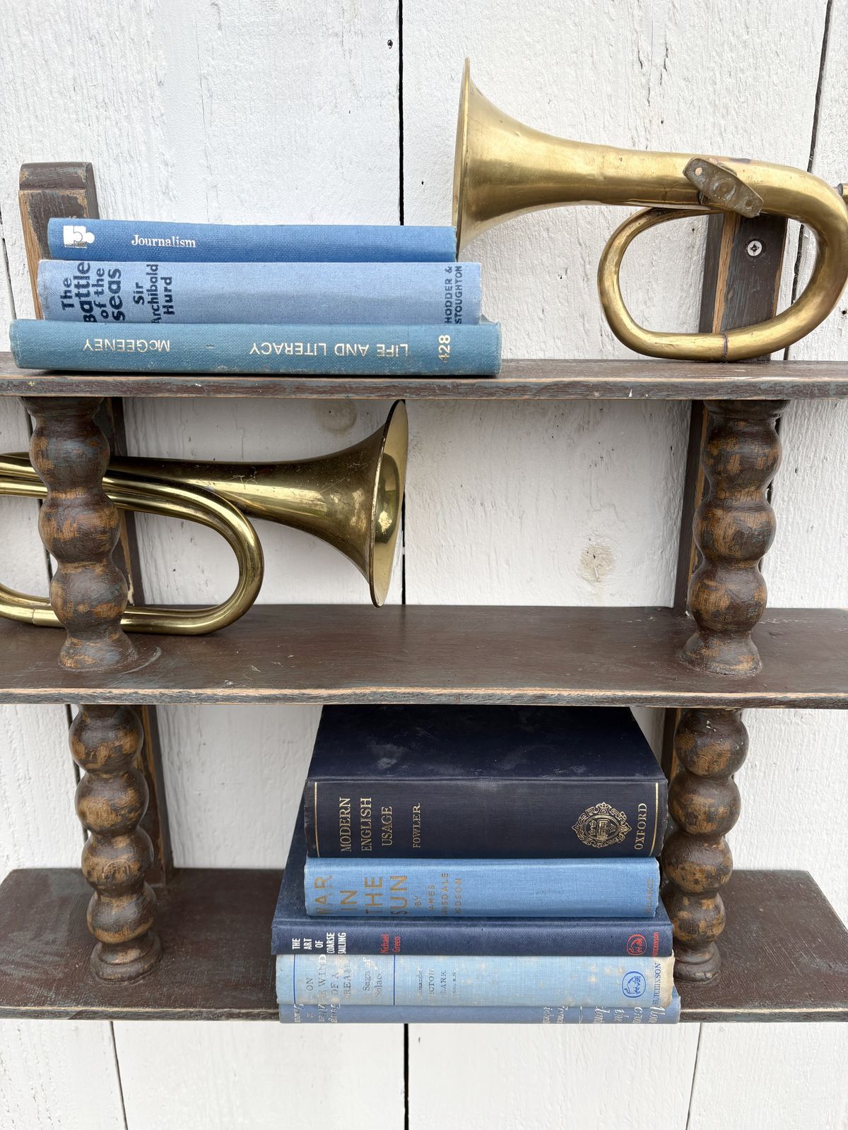photo furniture Antique French Bobbin Spool Hanging Shelves