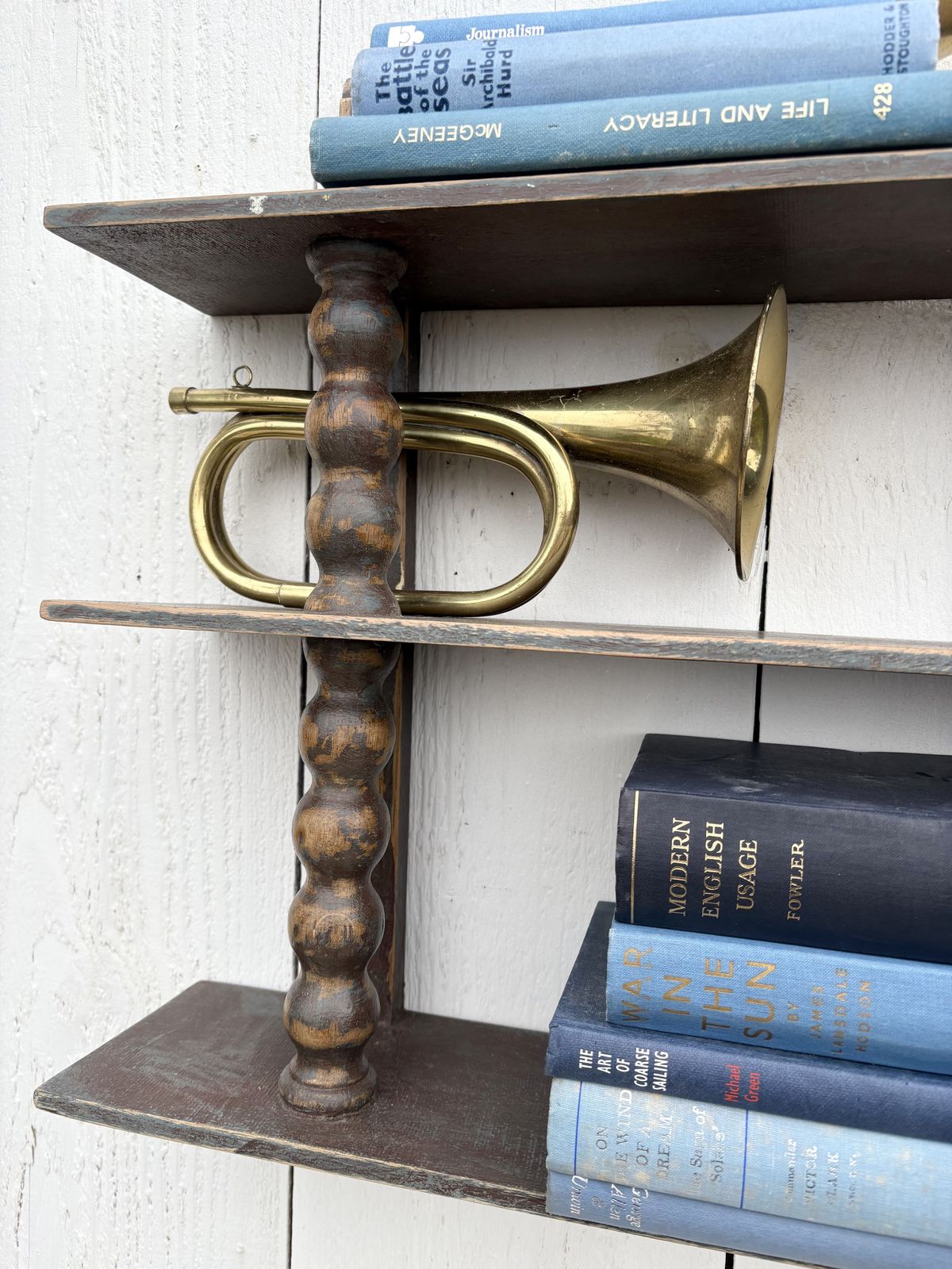 Furniture Antique French Bobbin Spool Hanging Shelves photo