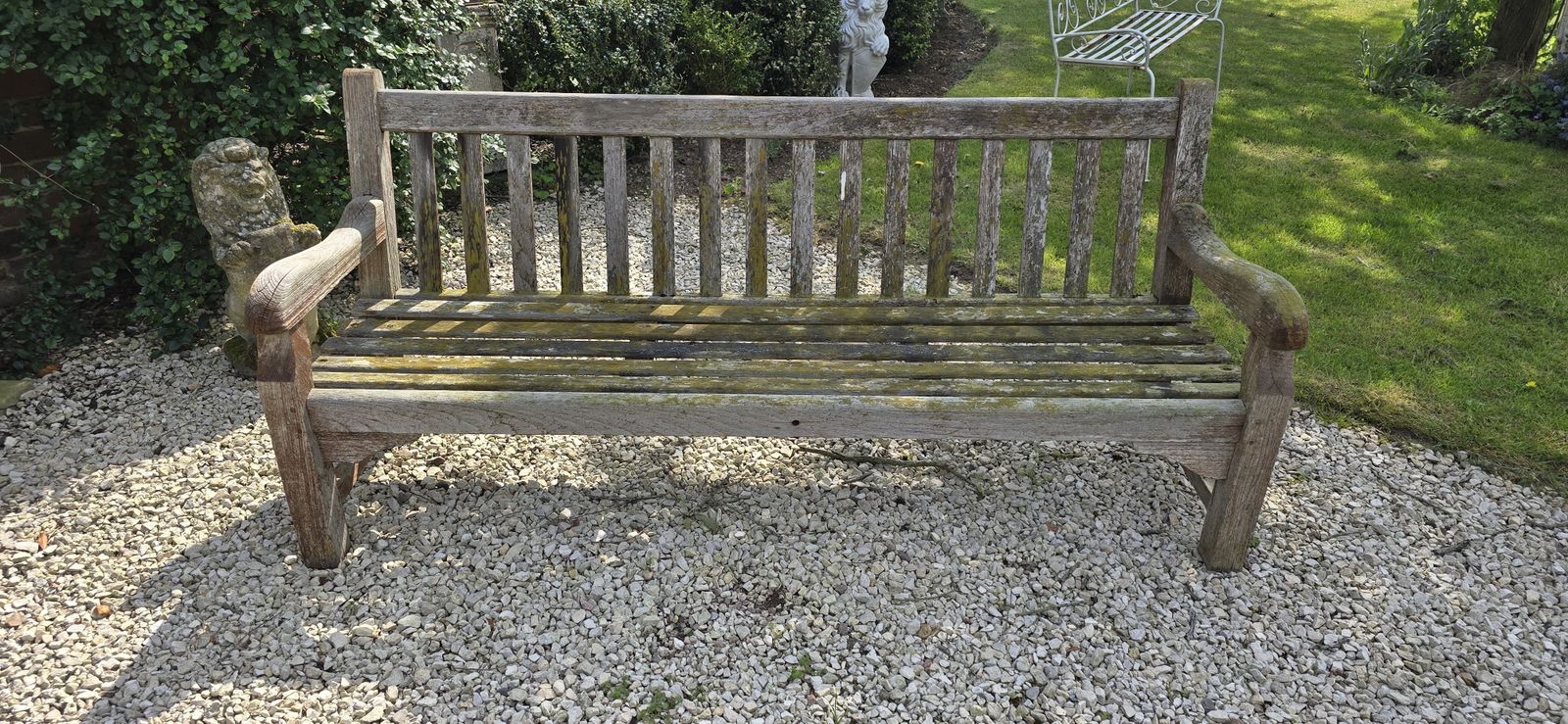 Large Silvered Teak Garden Bench photo furniture