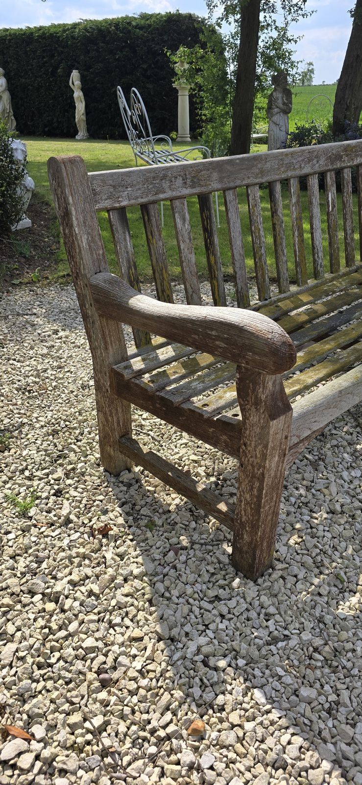 Large Silvered Teak Garden Bench photo vinterior