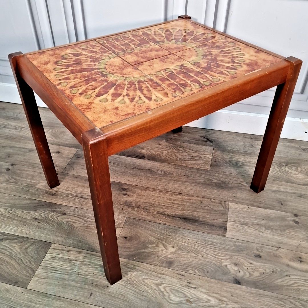 Retro Vintage Coffee Table Mid Century Danish Teak Tiled Top Wooden Scandi Mcm