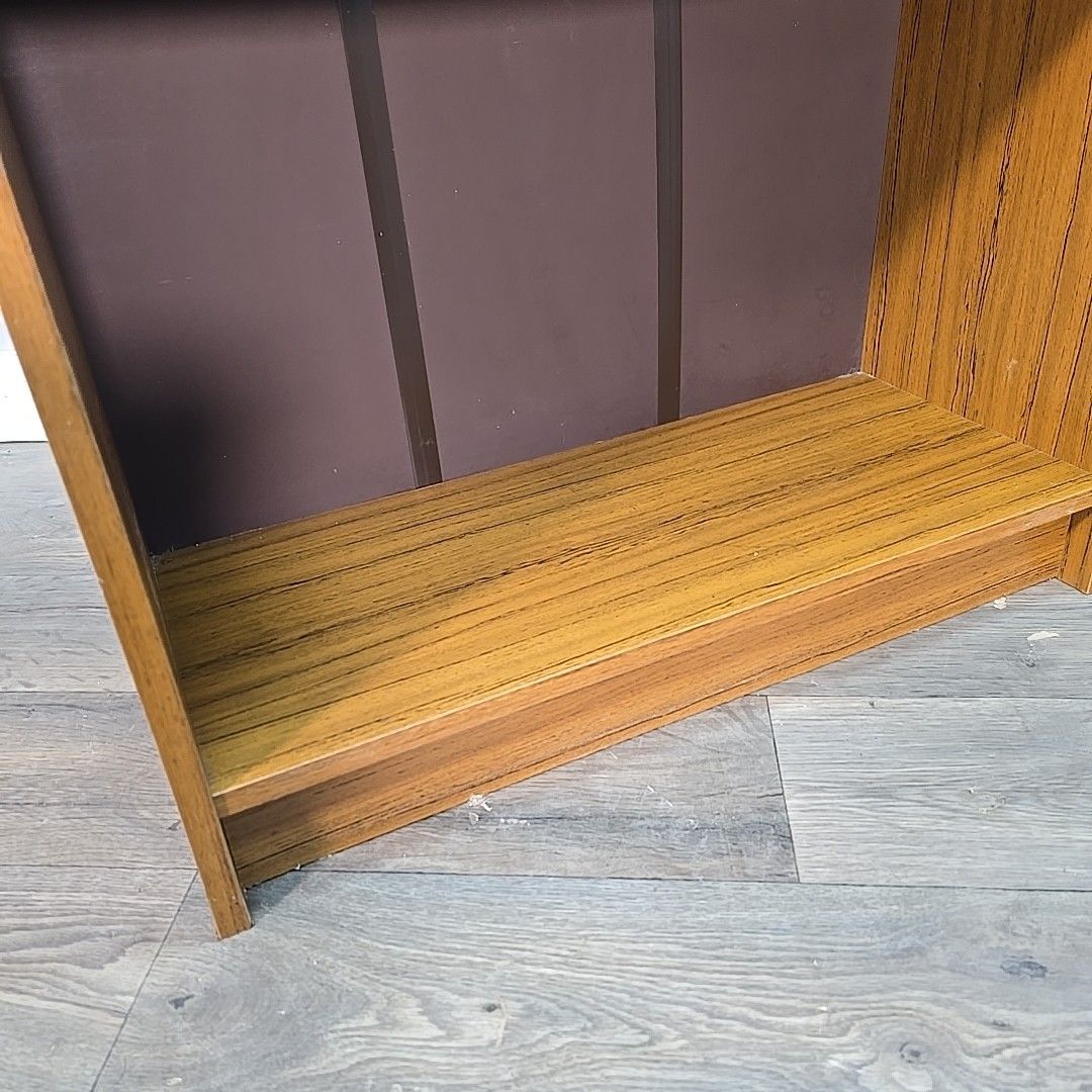 Furniture Vintage Tall Bookcase Shelves Wood Effect Open Shelving Retro Mid Century Shelf photo