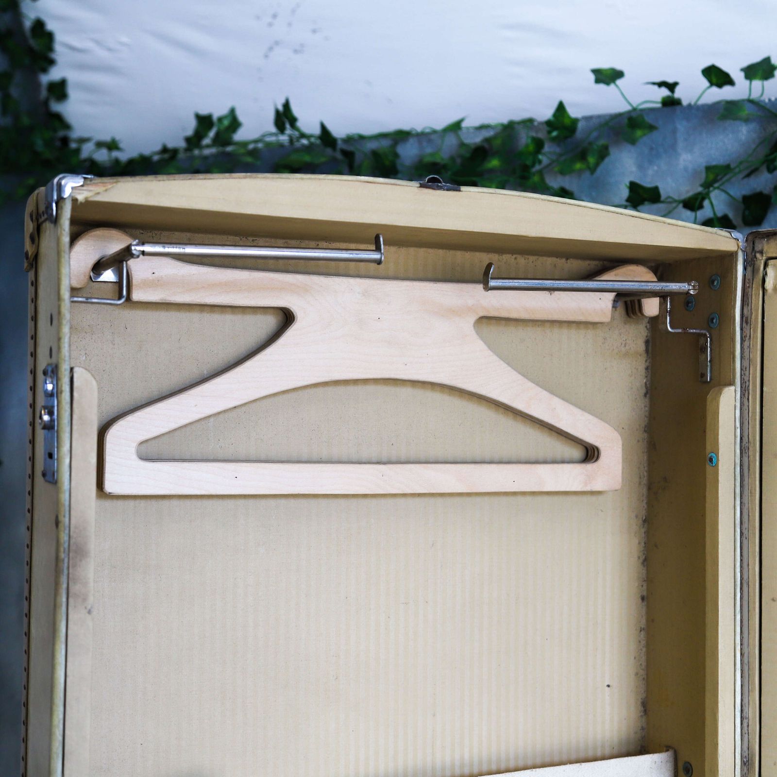 English Vellum Compactum Travel Trunk — Early 20th Century Wardrobe Luggage, C.1920s photo buy