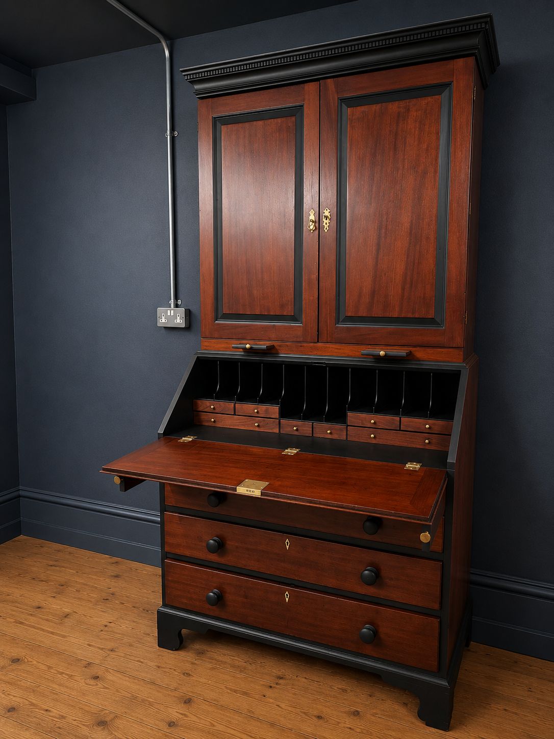 Antique Mahogany Writing Desk Bureau Bookcase With Drawers photo Furniture