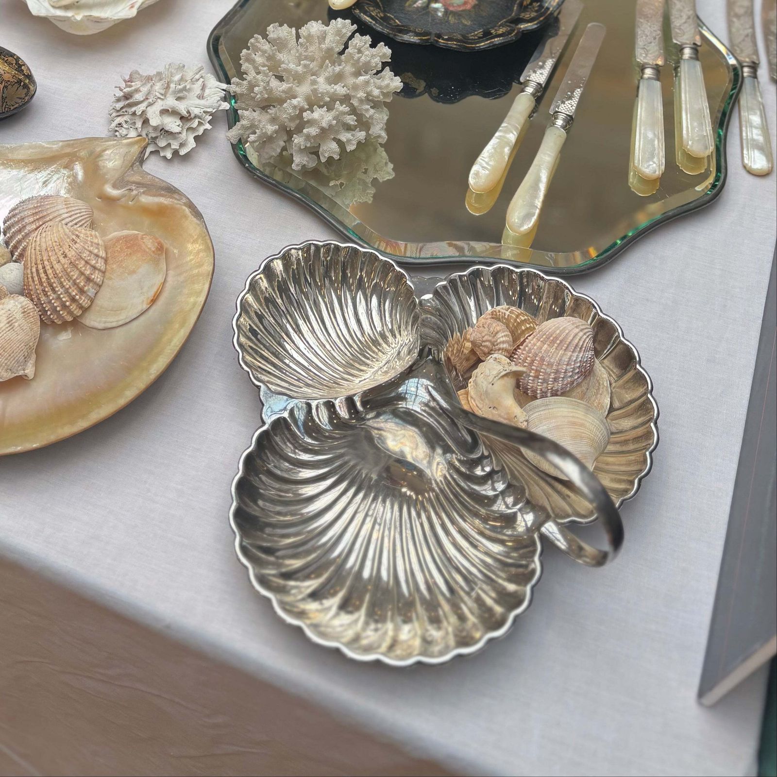 Antique Silver Plate Shell Dish photo furniture
