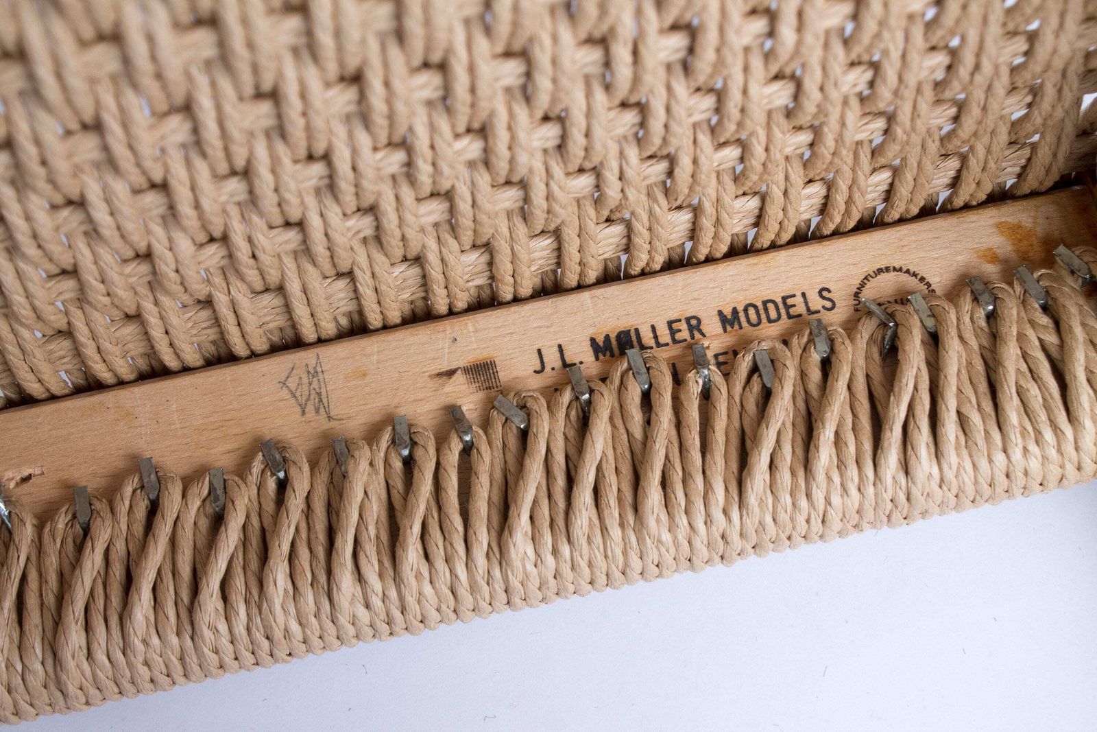 Niels Otto Møller Ottoman Danish Mid Century Footstool With New Handwoven Danish Cord, Scandinavian Modern Stool, Denmark 1960s photo 678.0