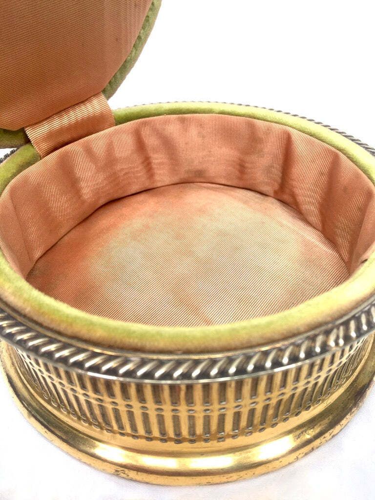 Antique Edwardian Ladies Brass Pin Cushion And Sewing Box / Trinket / Jewellery photo vinterior