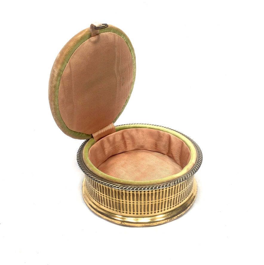 Antique Edwardian Ladies Brass Pin Cushion And Sewing Box / Trinket / Jewellery photo buy