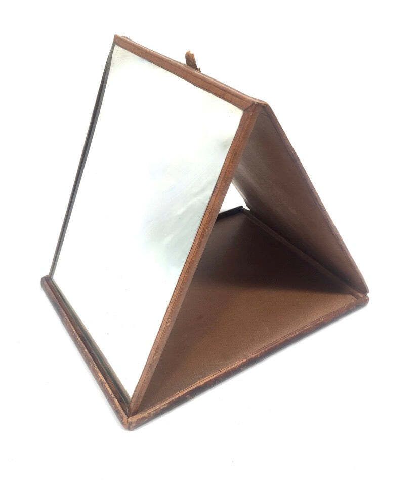 Antique 19th Century Folding Gentlemen' Campaign Mirror / Portable / Travel&Nbsp; photo Home Decor