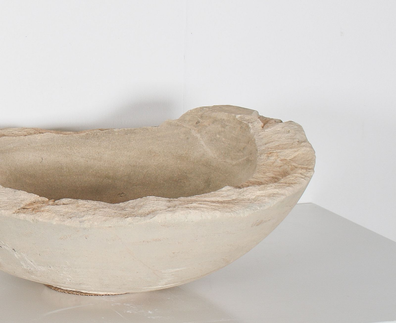 photo for sale Very Large Reclaimed Antique Stone Bowl – English Wattscliffe Millstone Grit Sandstone